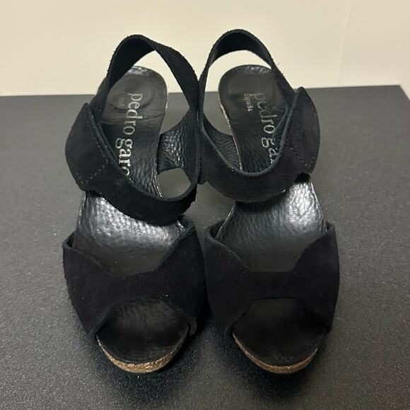 Pedro Garcia Willow Low Heel Sandal in Black Suede Leather Size 37 7 Classic - Picture 2 of 13